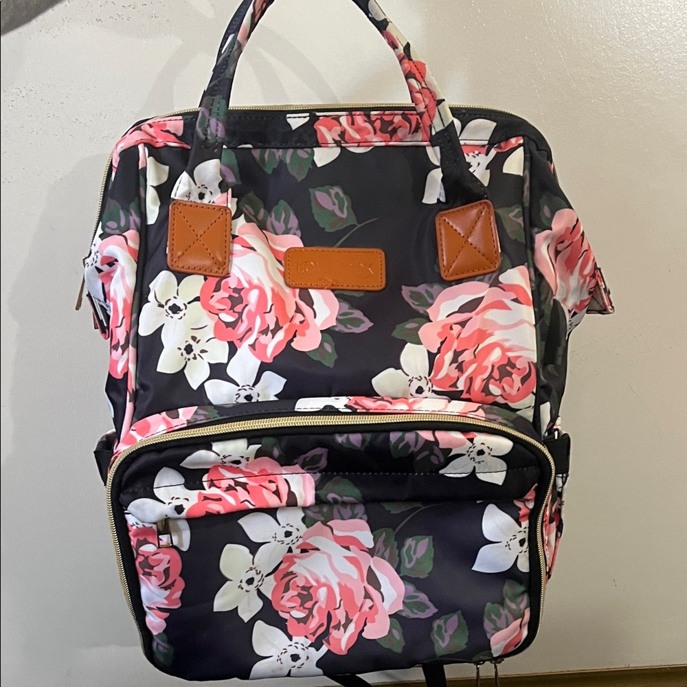 Floral Backpack by Unknown Brand - Black and Pink